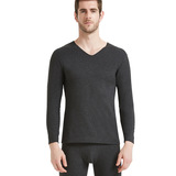 N1259P35男士无痕保暖内衣套装V领秋衣裤薄款磨绒修身弹力打底衫，保暖内衣，星座510A-6