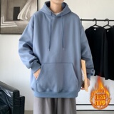 GB5921P49面料100%棉340克光板连帽卫衣加绒加厚宽松版深灰，男装卫衣，星座510A-2