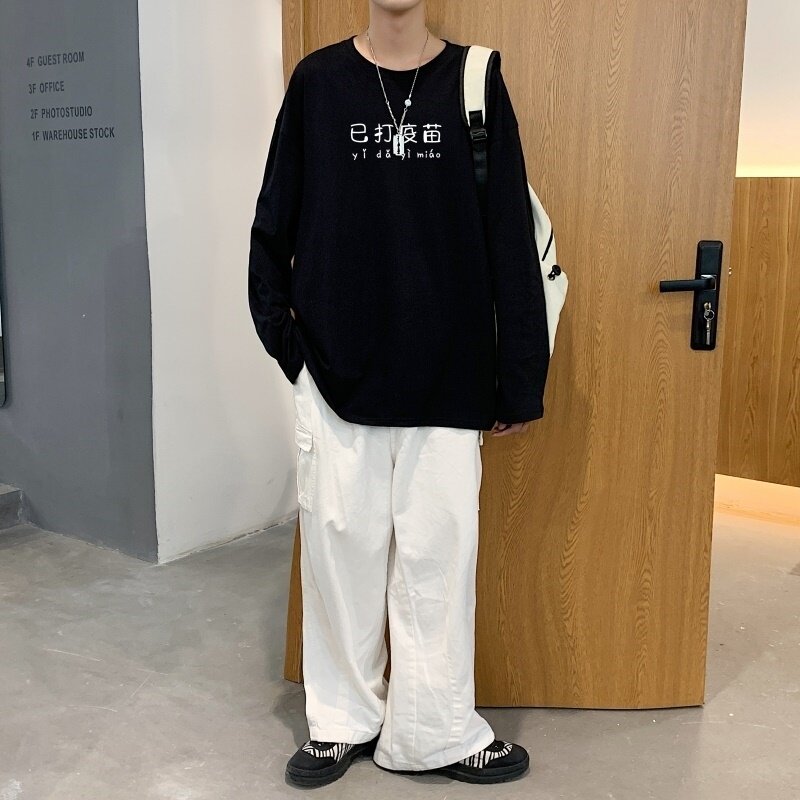 C2624P30长袖t恤男士2023夏新款纯棉美式涂鸦春秋打底衫潮牌港风,男装T恤,星座510A-2