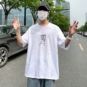 D2170港风室外男士t恤短袖ins潮牌潮流夏季薄款上衣服港风宽松图片