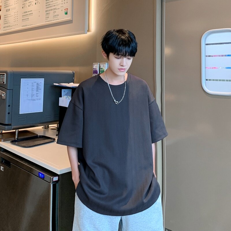 TS8134P25短袖t恤男士夏新款垂感五分袖上衣T设计感小众潮牌宽松,男装T恤,星座510A-6