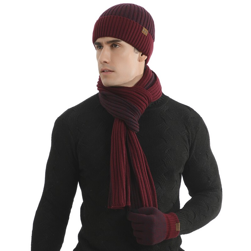 WJ0047P55情侣保暖手套三件套加厚绒护耳针织帽冬韩版毛线帽围巾，围巾，星座510A-6