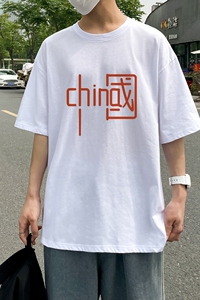 D2202港风室外男士t恤短袖ins潮牌潮流夏季薄款上衣服港风宽松,紫色尖头鞋搭配衣服图片