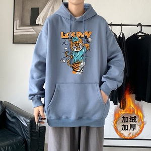 LR2924P65韩版ins男士学生宽松运动连帽卫衣加绒加厚连帽外套图片