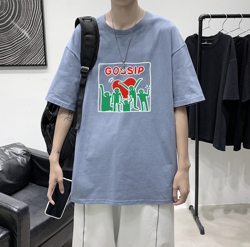 T3417P25港风2023夏新款T恤男宽松T恤落肩港风男T仓库正常配送,男装T恤,星座510A-2