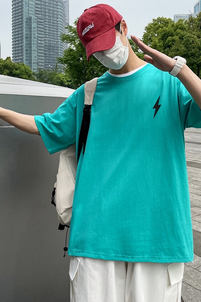 D2120港风室外新款夏季潮牌纯棉衣服ins原宿港风宽松半袖,男装T恤,星座510A-6
