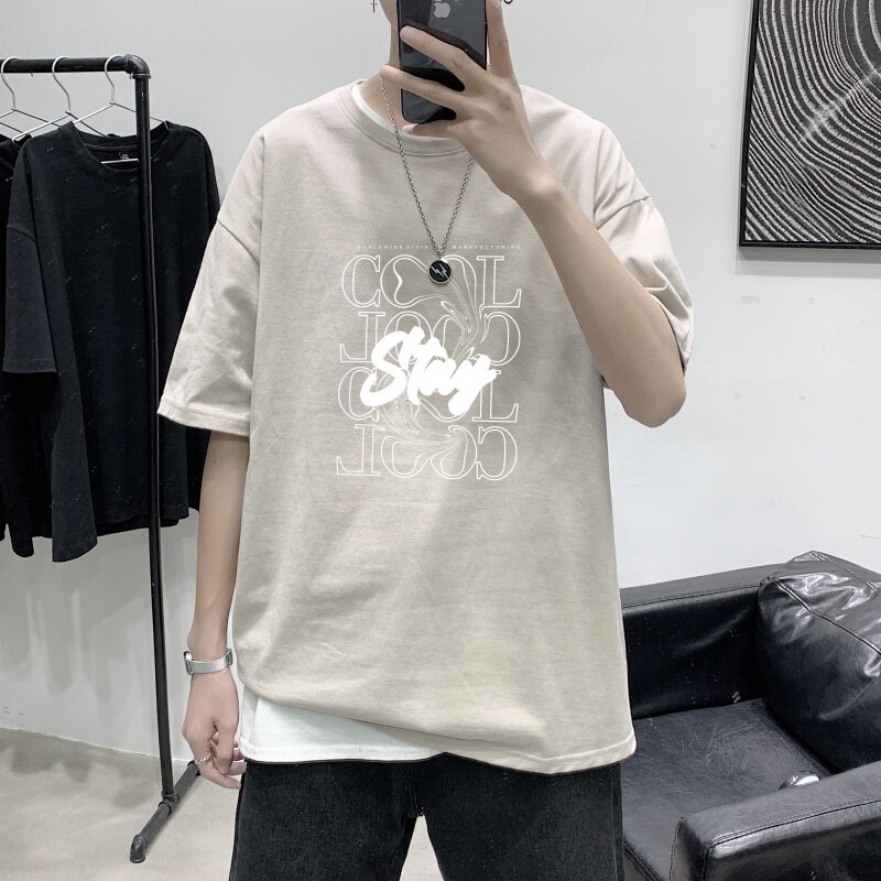 T3469P25港风2023夏新款T恤男宽松T恤落肩港风男T仓库正常配送,男装T恤,星座510A-2