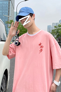 D2123 港风室外 新款夏季潮牌纯棉衣服ins原宿港风宽松半袖图片