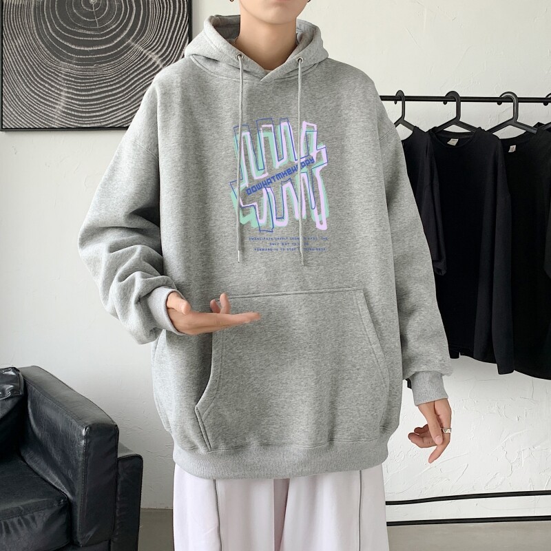 L2445P48秋冬新款卫衣男装宽松港风日系外套连帽衣服宽松卫衣图片
