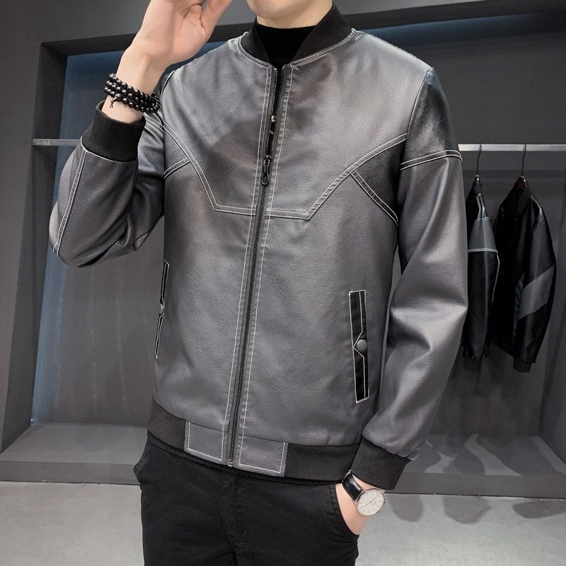 PY5257P85木木皮衣刺绣夹克外套PU棒球服男士皮衣2023新款秋冬,男装皮衣,星座510A-2