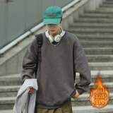 GB5919P40面料100%棉340克光板圆领加绒卫衣落肩宽松黑色，男装卫衣，星座510A-2