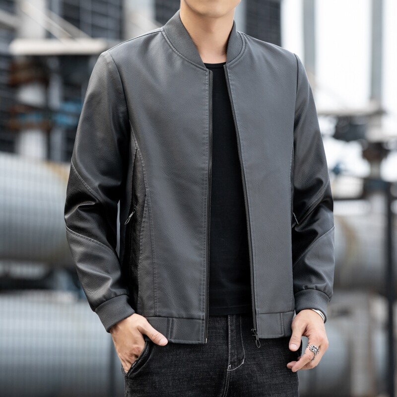 PY5255P85天台景 刺绣夹克外套PU棒球服男士皮衣2023新款秋冬图片