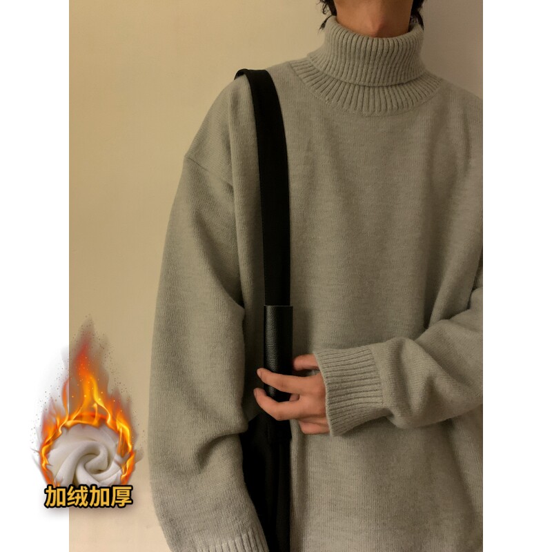 MGR7581P60控88加绒加厚大码港风毛衣高领加厚翻领毛衣针织衫图片