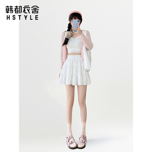 韩都衣舍半身裙女2026新款春夏季显瘦拼接蛋糕裙设计感高腰短裙子