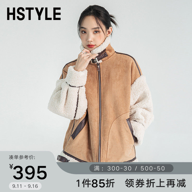 韩都衣舍2022秋冬女装宽松保暖棉服加厚机车风夹克外套PT9576