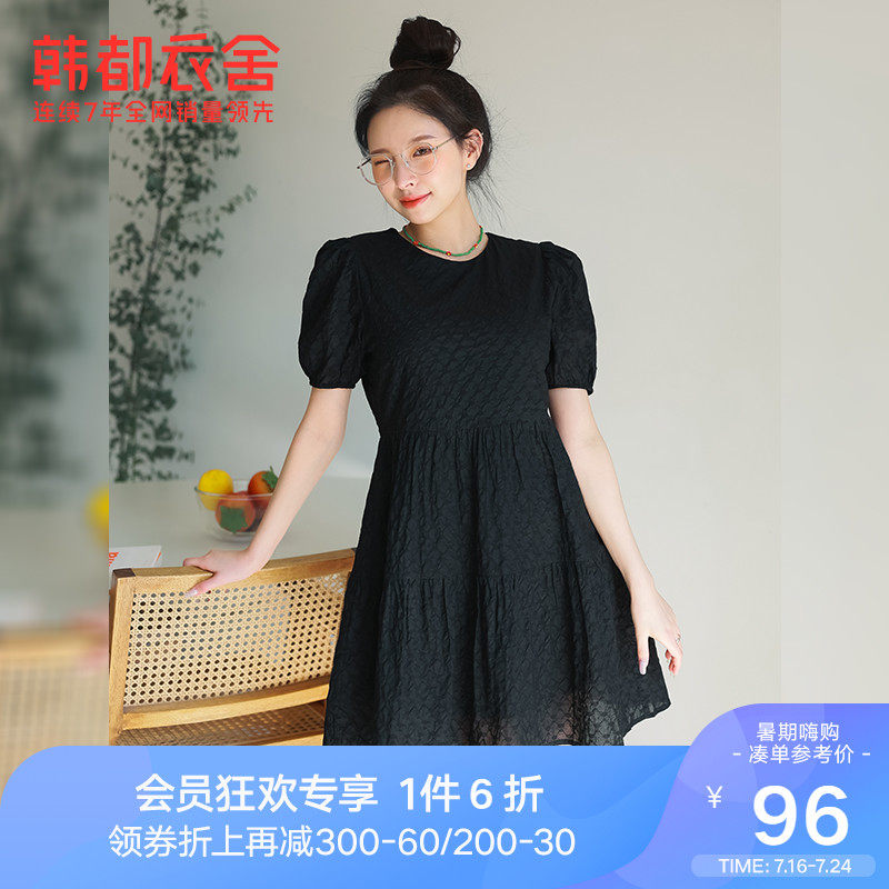 韩都衣舍泡泡袖连衣裙女2022夏童趣初恋清新公主娃娃裙EQ13588