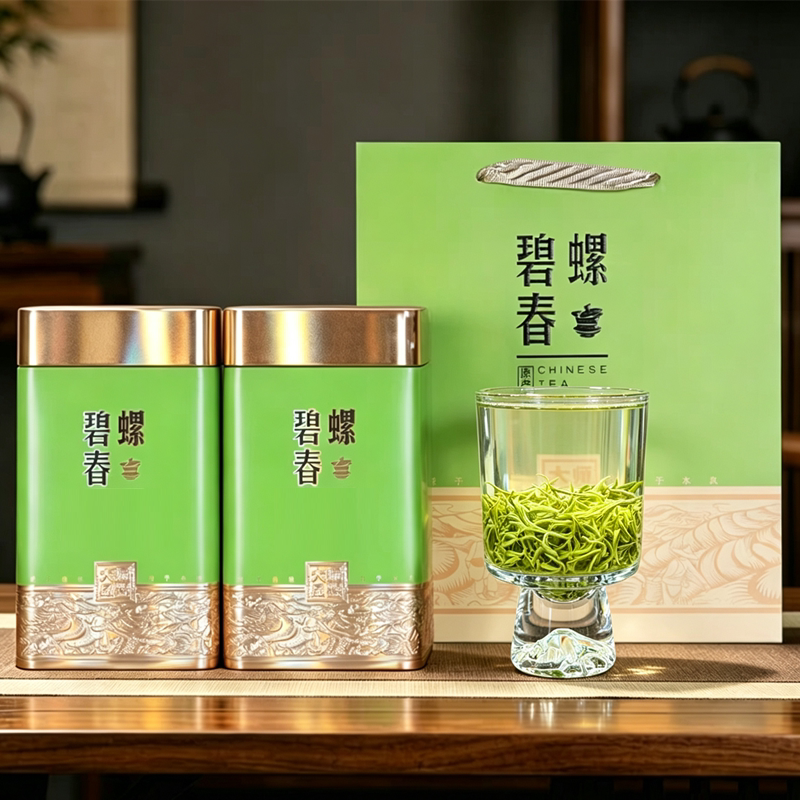 送杯子碧螺春茶叶绿茶罐装礼盒装