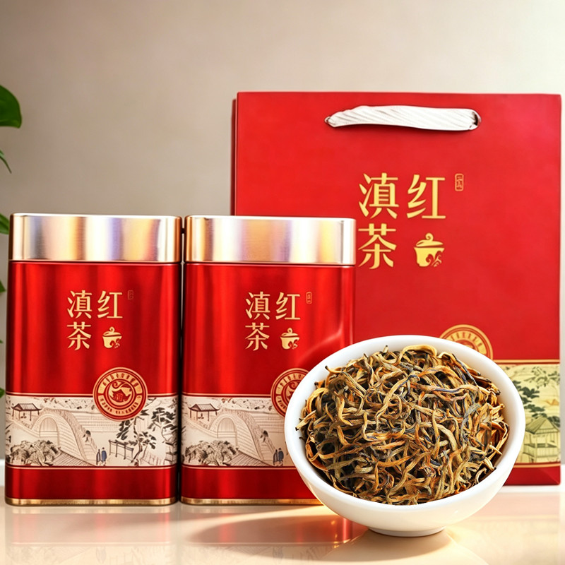 云南滇红茶独立小包装茶叶新茶散装金丝500袋装一斤罐装铁罐老树图片