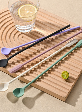 食品级硅胶长柄搅拌勺奶粉咖啡搅拌棒双头搅奶棒刮刀调酒棒咖啡勺