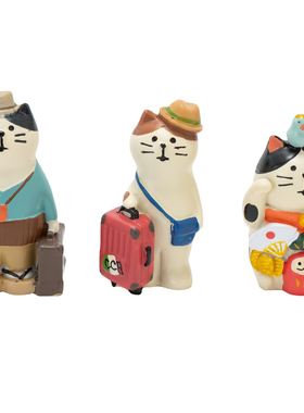 日式ZAKKA杂货迷你万福招财猫旅游猫微缩树脂工艺品潮玩小摆件