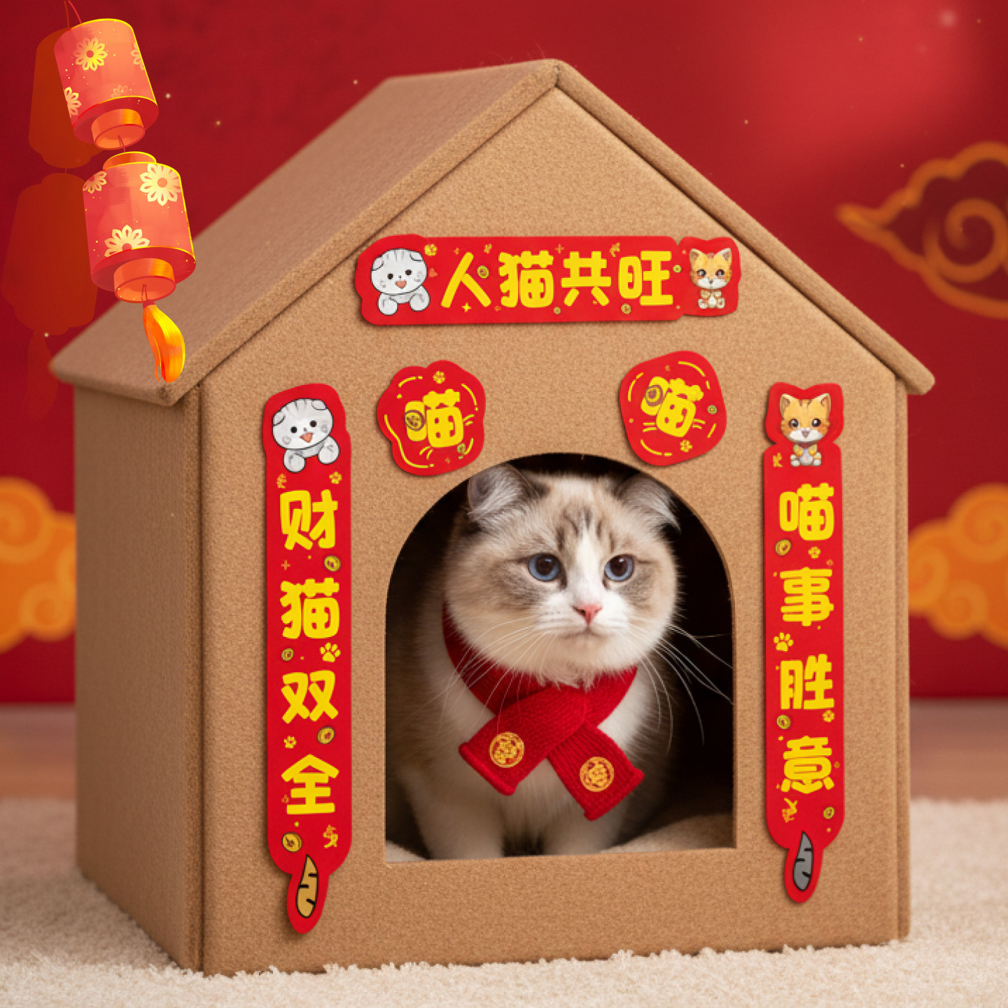 猫窝对联过年迷你小春联贴纸2026新年喜庆狗窝装饰品鱼缸宠物用品,宠物/宠物食品及用品,宠物周边及其他,淘宝优惠券,粉丝福利购,淘宝优惠卷