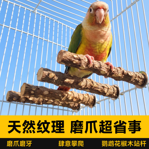 鹦鹉花椒木站台磨嘴器鸟笼配件