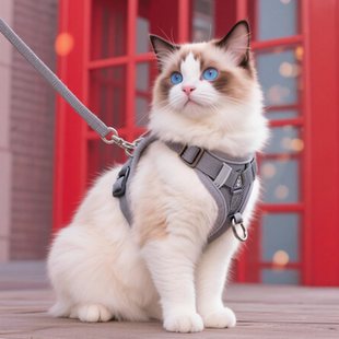 猫咪牵引绳防挣脱外出专用溜猫绳宠物背带链子可调节网红遛猫神器