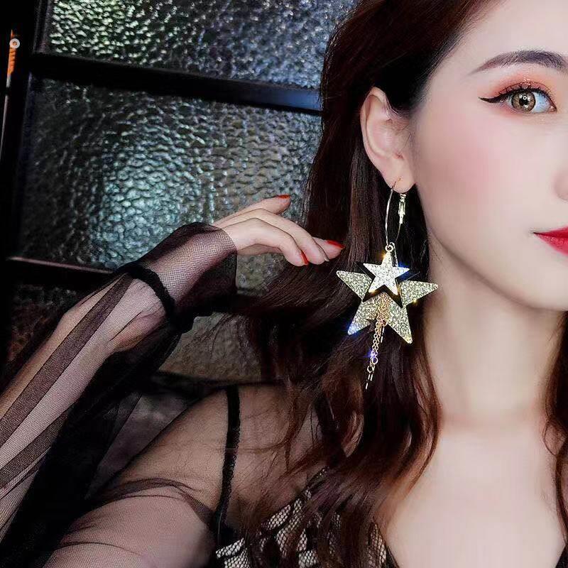 独特漂亮耳环夸张五角星耳环耳圈 2024新款潮人显脸瘦的耳环欧美