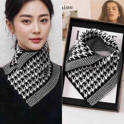 秋冬针织围脖保暖护颈假领方便套头脖套懒人围巾男女通用三角巾