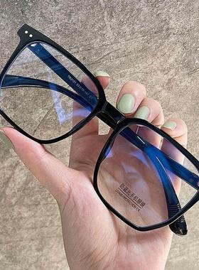 焊接专用平镜，新潮近视男士日式黑框眼镜，大脸型可配戴，防蓝光