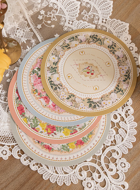 法式新款皮革西餐垫防水防油免洗桌垫圆形田园氛围感防滑隔热垫
