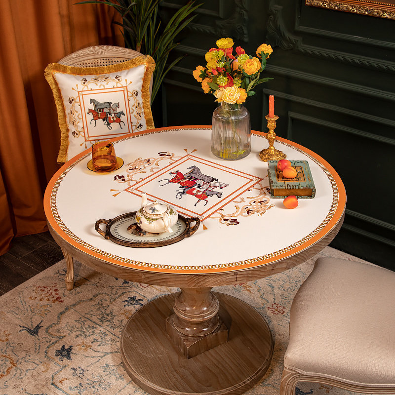 复古美式轻奢皮革桌垫圆桌桌布防水防油免洗PVC餐桌垫圆形茶几垫,居家布艺,桌布,淘宝优惠券,粉丝福利购,淘宝优惠卷