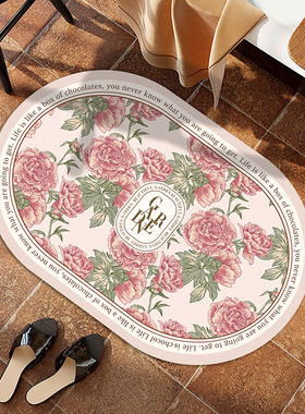 卫浴门口吸水防滑脚踩垫高颜值硅藻泥椭圆形门垫隔凉床边垫防尘垫