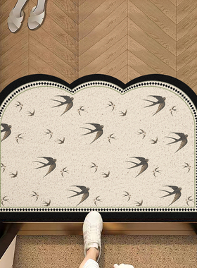 新中式复古燕子入户门地垫丝圈蹭土进门垫玄关门口脚垫可裁剪地毯