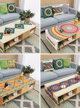 民族风餐桌盖布防水棉麻长方形茶几布个性波西米亚防尘盖巾布艺