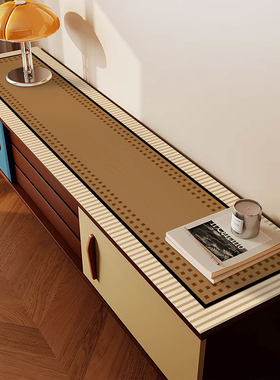 现代几何ins风高级感皮革鞋柜垫防脏防尘长条盖布门边柜垫酒柜垫