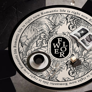 桌垫桌布轻奢高级感热带素描花台布防水防油免洗圆桌茶几垫布几何