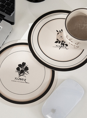 曼织轻奢圆形碗垫防油防水免洗皮革餐垫一擦及净家用餐桌防烫杯垫