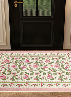 新款复古入户门防滑防土方形丝圈PVC高弹耐磨可裁剪轻奢玄关脚垫
