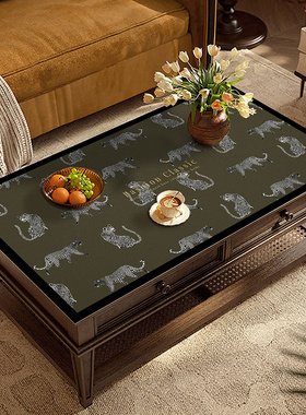 法式防水防油客厅茶几皮革垫轻奢复古防尘盖布可擦洗桌布防烫桌垫