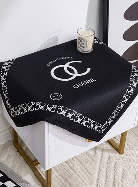 黑白欧式棉麻防水防尘盖布家用卧室床头柜冰箱防污保护罩长方形