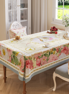 高档雪尼尔桌布防烫防水美式花餐桌台布定制茶几布电视柜盖布