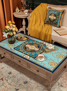 轻奢欧式客厅茶几垫防烫皮革餐桌垫免洗防油防水桌布电视柜垫圆桌