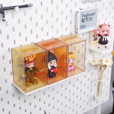 适用宜家SKADIS斯考迪斯 宜家洞洞板配件 泡泡玛特单体展示盒支架