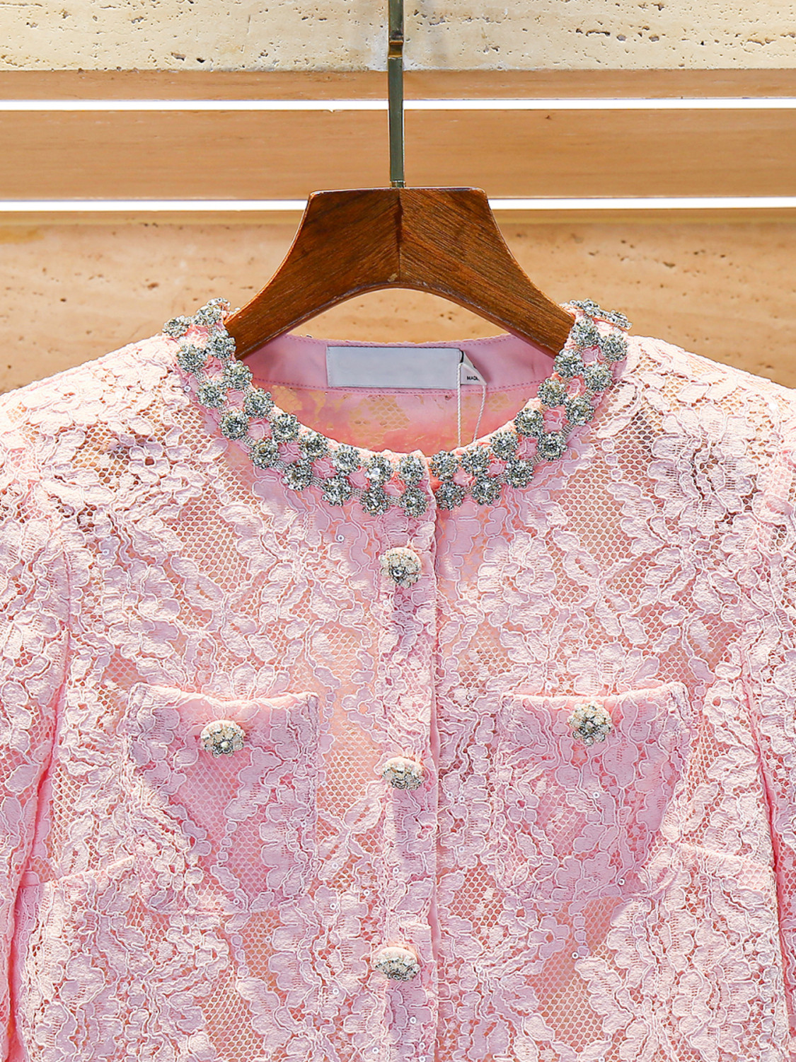 Chic Rhinestone French Tweed Lace Crop Jacket - Product image 3