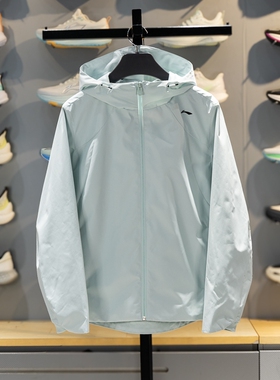 李宁运动风衣女子2026新品健身防泼水连帽防风服梭织外套AFDW102