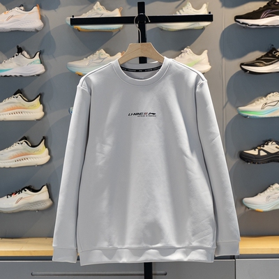 李宁卫衣男子2026春季新款健身系列立体裁剪圆领针织上衣AWDW059