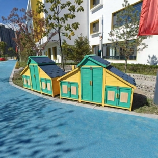 幼儿园学校户外工具柜收纳箱储物柜玩具储藏室火车造型室外防腐木