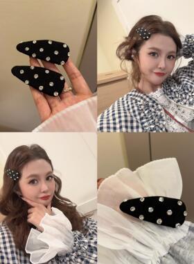 优依家 简约不简单 经典黑色发夹 复古闪亮水钻 百搭好用边夹对夹