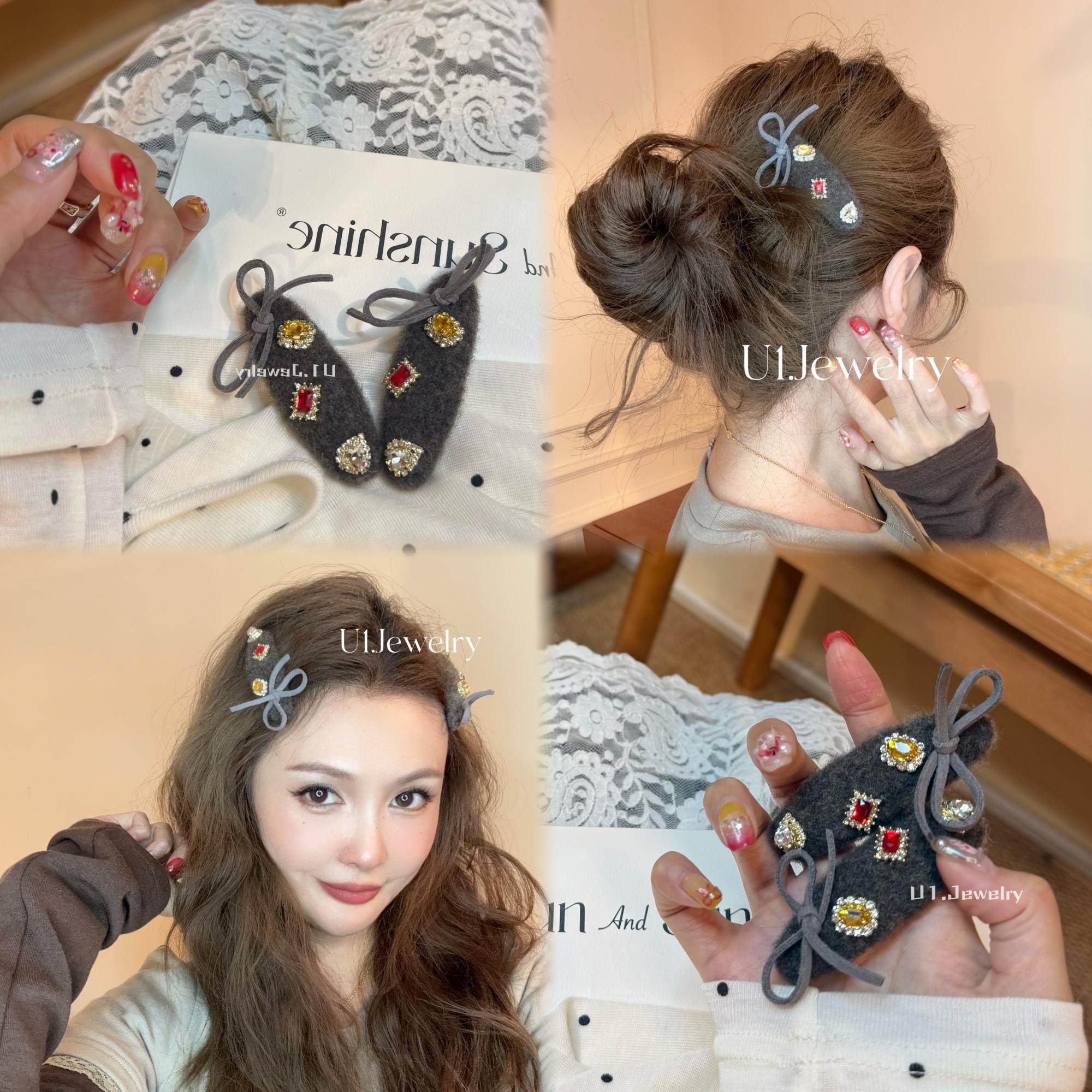 优依家 款式好看特别 复古高级彩色水钻发夹 国风气质蝴蝶结发夹,饰品/流行首饰/时尚饰品新,发饰,淘宝优惠券,粉丝福利购,淘宝优惠卷